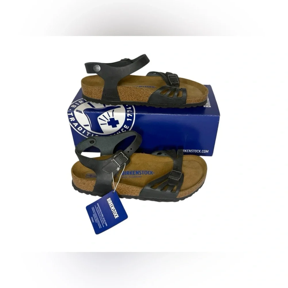 Birkenstock Bali Soft Footbed Sandals Black Oiled Leather 39 Regular Women Sz 8 - Picture 2 of 15